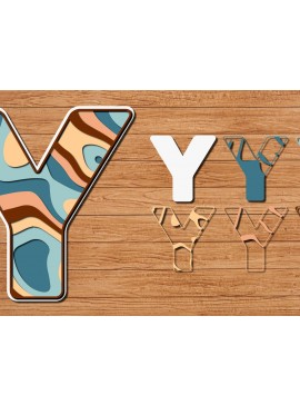 Σετ των 2 Intra απο ξύλο plywood 3mm-4mm πάχος ABCD Alphabet PaperCut 3D Δίασταση 15x15 cm INTRAFABR-41193465