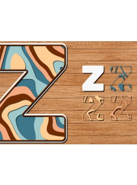 Σετ των 2 Intra απο ξύλο plywood 3mm-4mm πάχος ABCD Alphabet PaperCut 3D Δίασταση 15x15 cm INTRAFABR-41193565