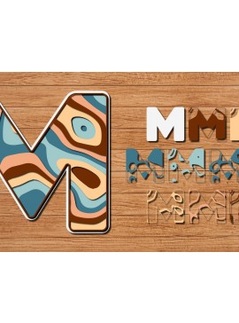 Σετ των 2 Intra απο ξύλο plywood 3mm-4mm πάχος ABCD Alphabet PaperCut 3D Δίασταση 15x15 cm INTRAFABR-41191239