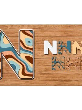 Σετ των 2 Intra απο ξύλο plywood 3mm-4mm πάχος ABCD Alphabet PaperCut 3D Δίασταση 15x15 cm INTRAFABR-41191383