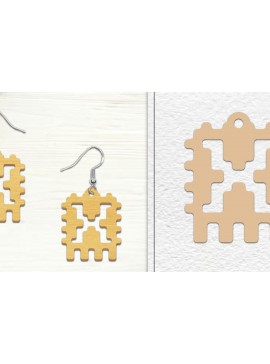 Σετ των 3 Intra απο ξύλο plywood 3mm-4mm πάχος Αφηρημένη σκουλαρίκια Δίασταση 3x3 cm INTRAFABR-101527545
