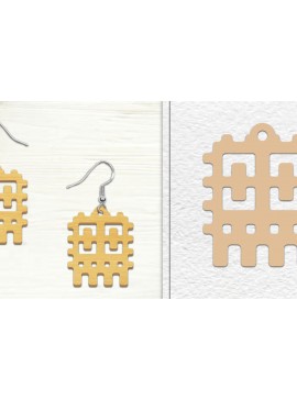 Σετ των 3 Intra απο ξύλο plywood 3mm-4mm πάχος Αφηρημένη σκουλαρίκια Δίασταση 3x3 cm INTRAFABR-101526774