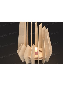 Σετ των 2 Intra απο ξύλο plywood 3mm-4mm πάχος Αφηρημένη Φλόγα Κηροπήγιο Δίασταση 30x20 cm INTRAFABR-125082729