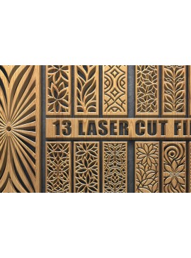 Σετ των 2 Intra απο ξύλο plywood 3mm-4mm πάχος Αφηρημένα Floral γεωμετρικά πάνελ Δίασταση 13x13 cm INTRAFABR-122880145