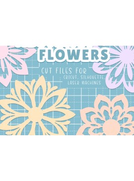 Σετ των 3 Intra απο ξύλο plywood 3mm-4mm πάχος Αφηρημένη κοπή χαρτιού με λέιζερ λουλουδιών Δίασταση 7x7 cm INTRAFABR-121268929