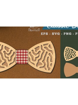 Σετ των 2 Intra απο ξύλο plywood 3mm-4mm πάχος Αφηρημένο παπιγιόν κοπής με λέιζερ 7 Δίασταση 15x15 cm INTRAFABR-112131361