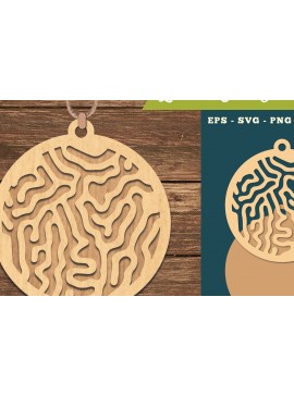 Σετ των 3 Intra απο ξύλο plywood 3mm-4mm πάχος Αφηρημένο μοτίβο κοπής με λέιζερ στολίδι Δίασταση 8x8 cm INTRAFABR-111468206