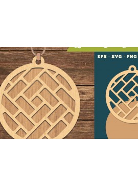 Σετ των 3 Intra απο ξύλο plywood 3mm-4mm πάχος Αφηρημένο μοτίβο κοπής με λέιζερ στολίδι Δίασταση 8x8 cm INTRAFABR-111468057