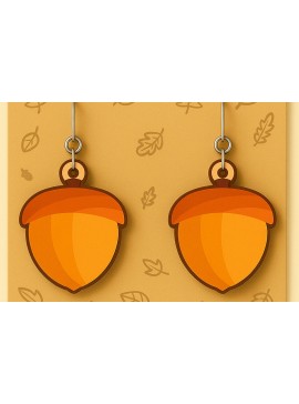 Σετ των 3 Intra απο ξύλο plywood 3mm-4mm πάχος Σκουλαρίκια Acorn για το φθινόπωρο Δίασταση 2x2 cm INTRAFABR-125310816