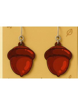 Σετ των 3 Intra απο ξύλο plywood 3mm-4mm πάχος Σκουλαρίκια Acorn Φθινοπωρινό σχέδιο Δίασταση 2x2 cm INTRAFABR-125232185