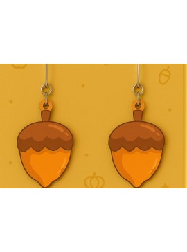 Σετ των 3 Intra απο ξύλο plywood 3mm-4mm πάχος Acorn Earrings Δίασταση 3x3 cm INTRAFABR-125294372