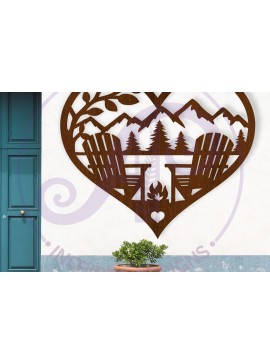 Σετ των 2 Intra απο ξύλο plywood 3mm-4mm πάχος Καρέκλες Adirondack Καρδιά κοπής με λέιζερ Δίασταση 11x11 cm INTRAFABR-124483494