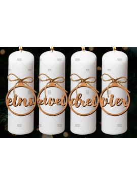 Σετ των 3 Intra απο ξύλο plywood 3mm-4mm πάχος Advent Numbers, Number Pendants Δίασταση 4x4 cm INTRAFABR-106524319