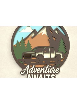 Σετ των 3 Intra απο ξύλο plywood 3mm-4mm πάχος Πινακίδα Truck Awaits Adventure Δίασταση 8x8 cm INTRAFABR-125220487