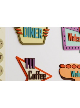 Σετ των 2 Intra απο ξύλο plywood 3mm-4mm πάχος Αισθητική ρετρό επιγραφή Vintage Decor  Δίασταση 40x40 cm INTRAFABR-106063568