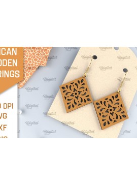 Σετ των 3 Intra απο ξύλο plywood 3mm-4mm πάχος Αφρικανικά ξύλινα σκουλαρίκια Σχέδιο κοπής με λέιζερ Δίασταση 3x3 cm INTRAFABR-102056469