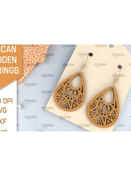 Σετ των 3 Intra απο ξύλο plywood 3mm-4mm πάχος Αφρικανικά ξύλινα σκουλαρίκια Σχέδιο κοπής με λέιζερ Δίασταση 3x3 cm INTRAFABR-102056357