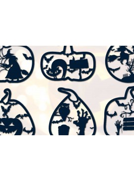 Σετ των 2 Intra απο ξύλο plywood 3mm-4mm πάχος Alloween Pumpkin Δίασταση 15x15 cm INTRAFABR-78189582