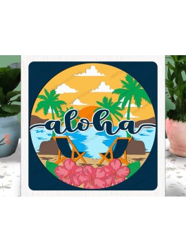 Σετ των 2 Intra απο ξύλο plywood 3mm-4mm πάχος ALOHA Summer 3D Box Paper Δίασταση 20x20 cm INTRAFABR-80214999