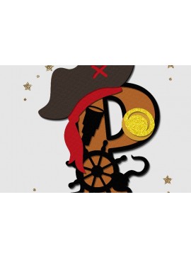 Σετ των 2 Intra απο ξύλο plywood 3mm-4mm πάχος Alphabet 3D Pirate Δίασταση 15x15 cm INTRAFABR-89533116