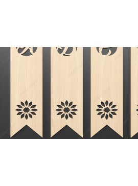 Σετ των 2 Intra απο ξύλο plywood 3mm-4mm πάχος κοπής με λέιζερ σελιδοδείκτης Alphabet Δίασταση 10x20 cm INTRAFABR-69533000