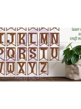 Intra απο ξύλο plywood 3mm-4mm πάχος Alphabet Bunting Banner Flags  Δίασταση 30x20 cm INTRAFABR-98676439