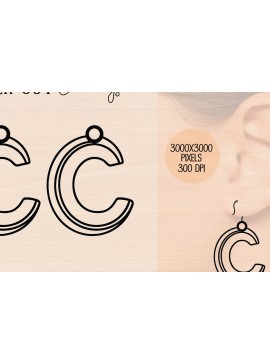 Σετ των 2 Intra απο ξύλο plywood 3mm-4mm πάχος Ξύλινο σκουλαρίκι Alphabet C Cut  Δίασταση 3000x3000 cm INTRAFABR-121778535