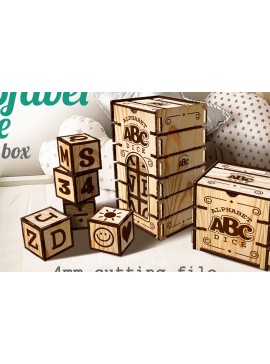 Σετ των 2 Intra απο ξύλο plywood 3mm-4mm πάχος Alphabet Dice in the Box Δίασταση 30x20 cm INTRAFABR-70931437