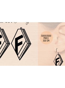 Intra απο ξύλο plywood 3mm-4mm πάχος Alphabet F Ξύλινο σκουλαρίκι με λέιζερ Δίασταση 3000x3000 cm INTRAFABR-121778584