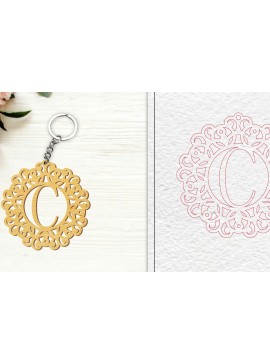 Σετ των 3 Intra απο ξύλο plywood 3mm-4mm πάχος Αλφάβητο Μπρελόκ με λέιζερ γράμμα C Δίασταση 6x6 cm INTRAFABR-100302749