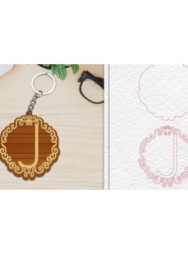 Σετ των 3 Intra απο ξύλο plywood 3mm-4mm πάχος Alphabet Keychain  Letter J Δίασταση 6x6 cm INTRAFABR-101080116