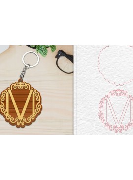 Σετ των 3 Intra απο ξύλο plywood 3mm-4mm πάχος Alphabet Keychain  Letter M Δίασταση 6x6 cm INTRAFABR-101080263