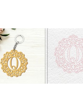 Σετ των 3 Intra απο ξύλο plywood 3mm-4mm πάχος Alphabet Keychain  Letter Q Δίασταση 6x6 cm INTRAFABR-100382261