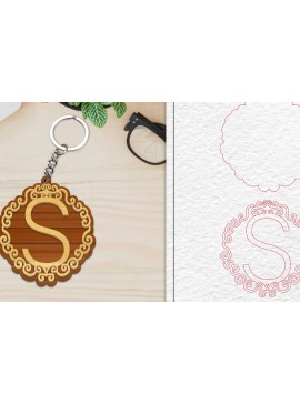 Σετ των 3 Intra απο ξύλο plywood 3mm-4mm πάχος Alphabet Keychain  Letter S Δίασταση 6x6 cm INTRAFABR-101080522