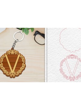 Σετ των 3 Intra απο ξύλο plywood 3mm-4mm πάχος Alphabet Keychain  Letter V Δίασταση 6x6 cm INTRAFABR-101080647