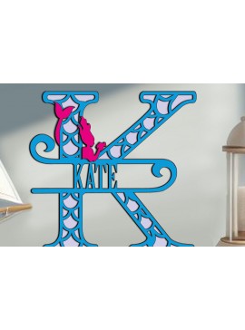 Σετ των 2 Intra απο ξύλο plywood 3mm-4mm πάχος Alphabet  Letter K Δώρο Γοργόνας Δίασταση 20x30 cm INTRAFABR-122554272