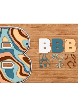 Σετ των 2 Intra απο ξύλο plywood 3mm-4mm πάχος Alphabet Paper Cut 3D Δίασταση 15x15 cm INTRAFABR-40990223