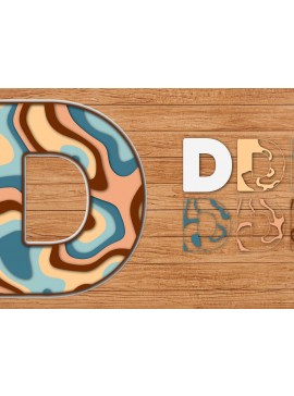 Σετ των 2 Intra απο ξύλο plywood 3mm-4mm πάχος Alphabet Paper Cut 3D Δίασταση 15x15 cm INTRAFABR-40999732