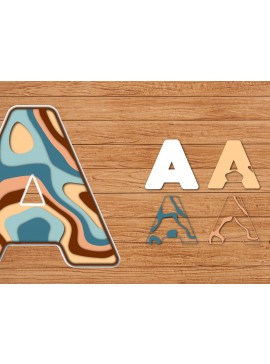 Σετ των 2 Intra απο ξύλο plywood 3mm-4mm πάχος Alphabet Paper Cut 3D Δίασταση 15x15 cm INTRAFABR-40990047