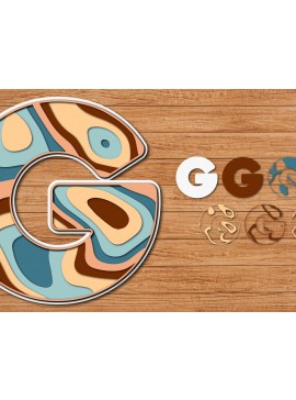 Σετ των 2 Intra απο ξύλο plywood 3mm-4mm πάχος Κοπή χαρτιού Alphabet ABCD 3D Δίασταση 15x15 cm INTRAFABR-41057432