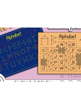 Σετ των 2 Intra απο ξύλο plywood 3mm-4mm πάχος Αλφάβητο παζλ για κοπή Δίασταση 20x20 cm INTRAFABR-72194237
