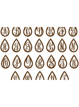 Σετ των 3 Intra απο ξύλο plywood 3mm-4mm πάχος κοπής με λέιζερ Alphabet Teardrop Earring Δίασταση 3x3 cm INTRAFABR-125026155