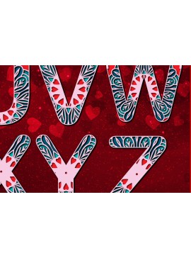 Σετ των 2 Intra απο ξύλο plywood 3mm-4mm πάχος Αλφάβητο U έως Ω Γράμμα Valentine 3d Δίασταση 15x15 cm INTRAFABR-23676106