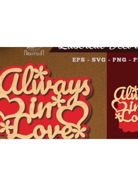 Σετ των 2 Intra απο ξύλο plywood 3mm-4mm πάχος Always in Love Διακόσμηση Δίασταση 15x15 cm INTRAFABR-114020907