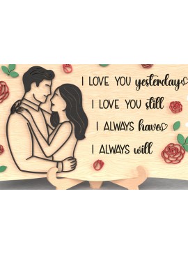 Σετ των 3 Intra απο ξύλο plywood 3mm-4mm πάχος Always Love You Couple Plaque Δίασταση 8x8 cm INTRAFABR-110819524