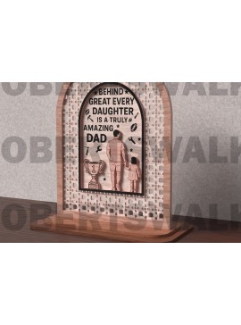 Σετ των 2 Intra απο ξύλο plywood 3mm-4mm πάχος Καταπληκτικός μπαμπάς πίσω από την κόρη Δίασταση 15x15 cm INTRAFABR-121720080