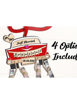 Σετ των 3 Intra απο ξύλο plywood 3mm-4mm πάχος America Wedding Car Κρεμαστή θήκη χρημάτων Δίασταση 5x5 cm INTRAFABR-102046040