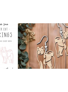 Σετ των 3 Intra απο ξύλο plywood 3mm-4mm πάχος κοπής με λέιζερ American Akita Earrings Δίασταση 1x1 cm INTRAFABR-120102531