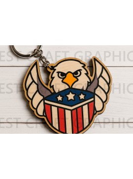 Σετ των 3 Intra απο ξύλο plywood 3mm-4mm πάχος American Eagle Shield Δίασταση 6x6 cm INTRAFABR-122654394