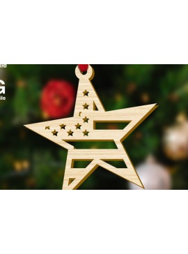 Σετ των 3 Intra απο ξύλο plywood 3mm-4mm πάχος Διακόσμηση χριστουγεννιάτικου δέντρου αμερικανικής σημαίας Δίασταση 4x4 cm INTRAFABR-48808141